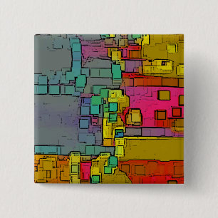 Geometrische kunst "onderweg" vierkante button 5,1 cm