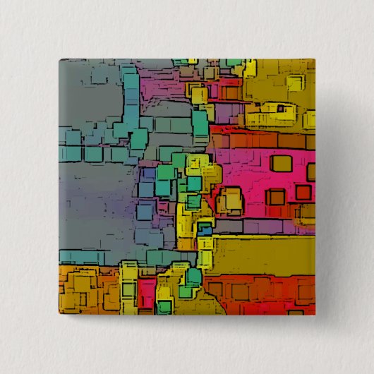 Geometrische kunst "onderweg" vierkante button 5,1 cm (Voorkant)