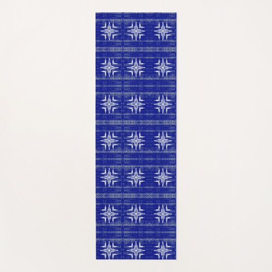 Geometrische kunst patroon sapphire blue white gri yogamat (Voorkant)