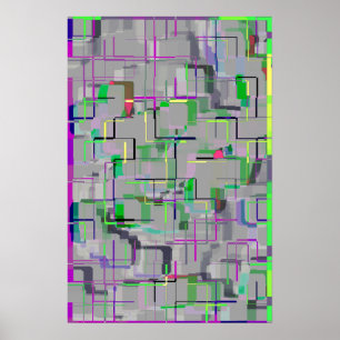 Geometrische kunst "Reis naar de dierentuin" Poster