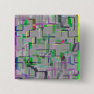 Geometrische kunst "Reis naar de dierentuin" Vierkante Button 5,1 Cm