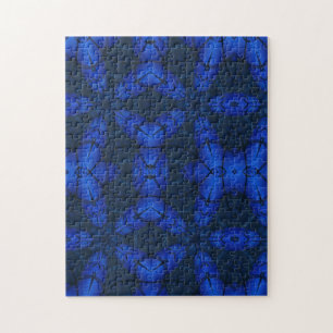 Geometrische kunst saffierblauw patroon legpuzzel