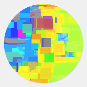 Geometrische kunst "Stad in de lucht" Ronde Sticker