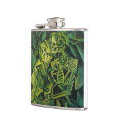 Geometrische kunst van abstract Man en skelet Heupfles (Links)