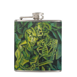 Geometrische kunst van abstract Man en skelet Heupfles