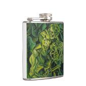 Geometrische kunst van abstract Man en skelet Heupfles (Rechts)