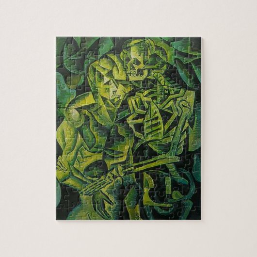 Geometrische kunst van abstract Man en skelet Legpuzzel (Verticaal)