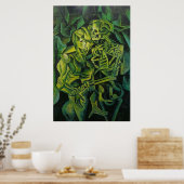 Geometrische kunst van abstract Man en skelet Poster (Keuken)