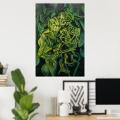 Geometrische kunst van abstract Man en skelet Poster (Thuiskantoor)