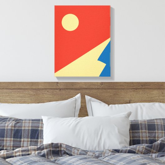 Geometrische kunst van de berg en de zon canvas afdruk (Insitu (Slaapkamer))