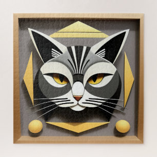 Geometrische Kunst van een Gestileerde Kat Abstrac Legpuzzel