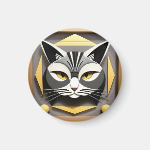 Geometrische Kunst van een Gestileerde Kat Abstrac Magneet