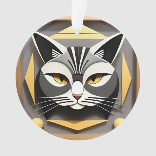 Geometrische kunst van een gestileerde kat abstrac ornament (voorkant)