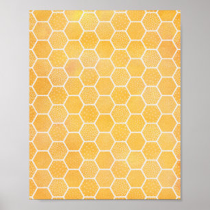 Geometrische kunst van gele Honeycomb Poster