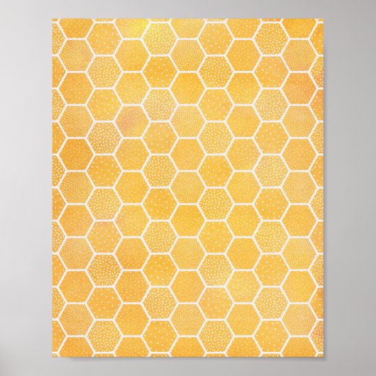Geometrische kunst van gele Honeycomb Poster (Voorkant)
