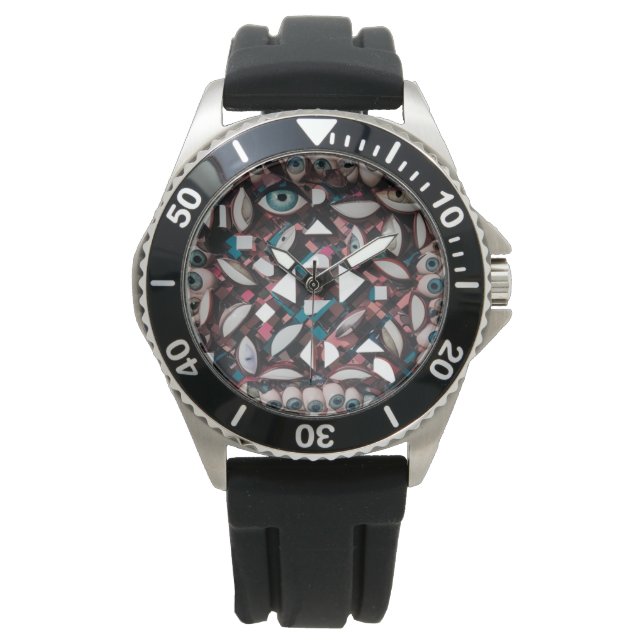Geometrische kunst van het abstracte oog - Roestvr Horloge (Voorkant)