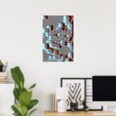 Geometrische kunst van "Red Tide" Poster (Thuiskantoor)