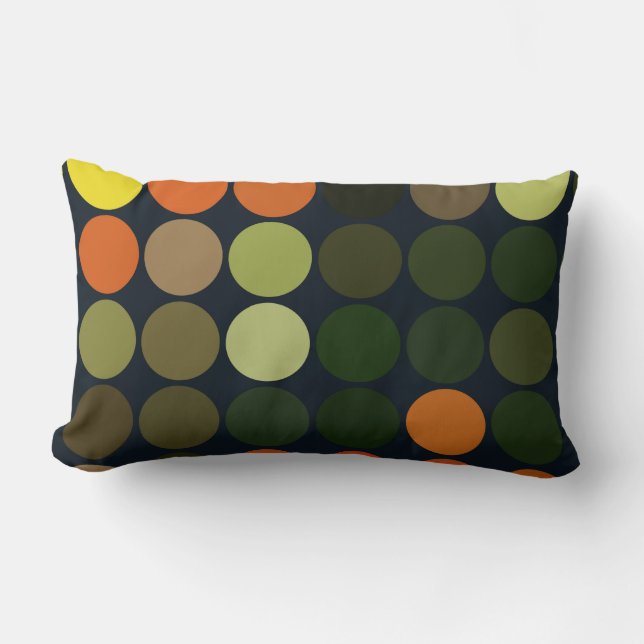 Geometrische kunstgeel, Oranje, groene cirkels Kussen (Voorkant)