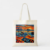 Geometrische kust tote bag (Achterkant)