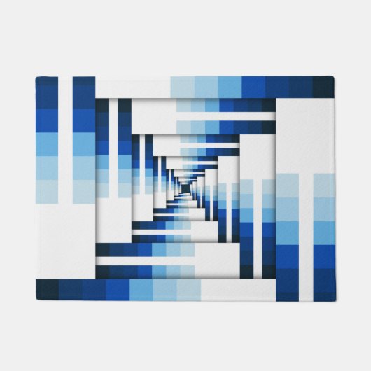Geometrische lagen van blauw deurmat (Voorkant)
