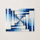 Geometrische lagen van blauw legpuzzel (Horizontaal)