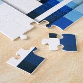 Geometrische lagen van blauw legpuzzel (Zijkant)