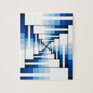 Geometrische lagen van blauw legpuzzel