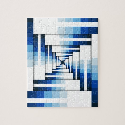 Geometrische lagen van blauw legpuzzel (Verticaal)