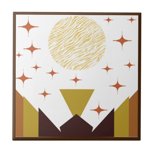 Geometrische landschapsgrens midden van de eeuw tegeltje (Voorkant)