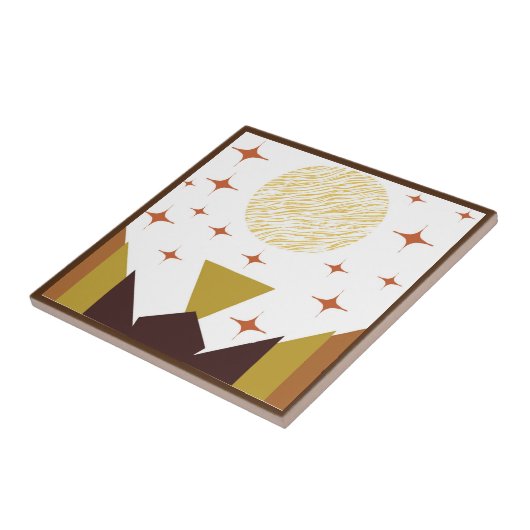 Geometrische landschapsgrens midden van de eeuw tegeltje (Zijkant)