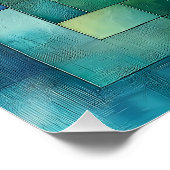 Geometrische landschapskunst - Blauwgroen en goude Perfect Poster (Hoek)