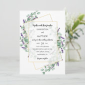 Geometrische lavendel eucalyptus bruiloft uitnodig kaart (Staand voorkant)