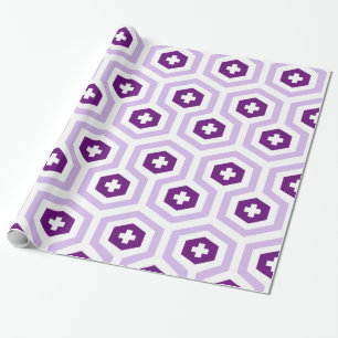 Geometrische Lavendel Paarse zeshoek & Dwarspatroo Cadeaupapier
