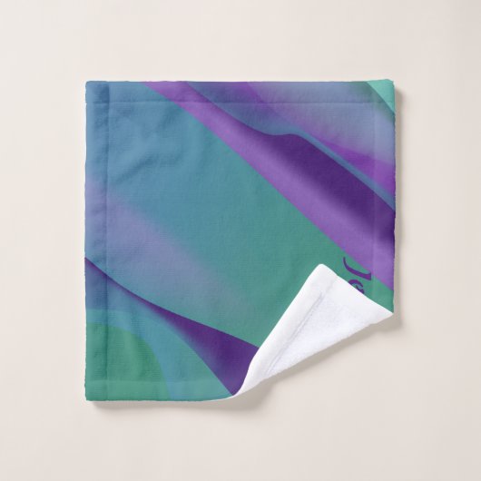 Geometrische lavendel turquoise violet met naam bad handdoek (Wasdoekje)