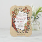 Geometrische leder Art Bachelorette Kaart (Staand voorkant)