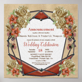 Geometrische leder en suede texture Wedding Poster