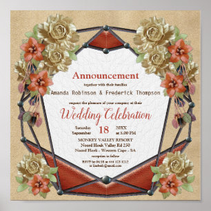 Geometrische leder en suede texture Wedding Poster
