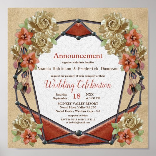 Geometrische leder en suede texture Wedding Poster (Voorkant)