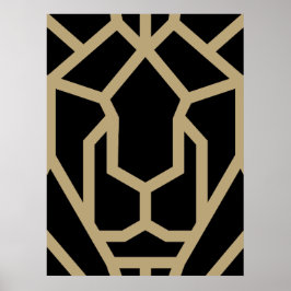 Geometrische Leeuw abstract Dier Moderne Kunst Zwa Poster