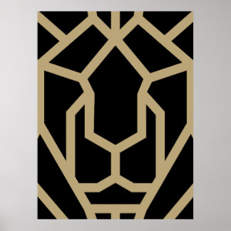 Geometrische Leeuw abstract Dier Moderne Kunst Zwa Poster