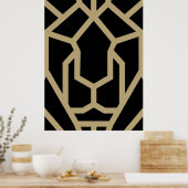 Geometrische Leeuw abstract Dier Moderne Kunst Zwa Poster (Keuken)