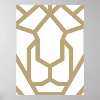 Geometrische leeuw abstracte dierenkunst, modern P Poster