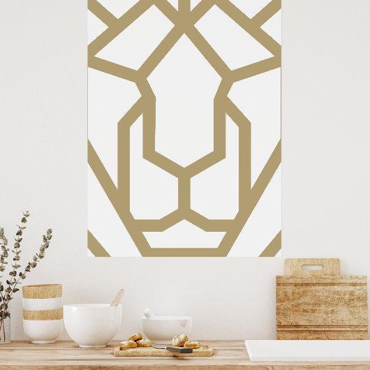 Geometrische leeuw abstracte dierenkunst, modern P Poster (Keuken)