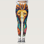 Geometrische leeuw leggings (Voorkant)
