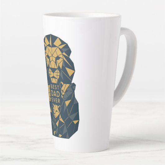 Geometrische Leeuw Papa met Cubs Beste Papa Latte Mok (Rechterhoek)