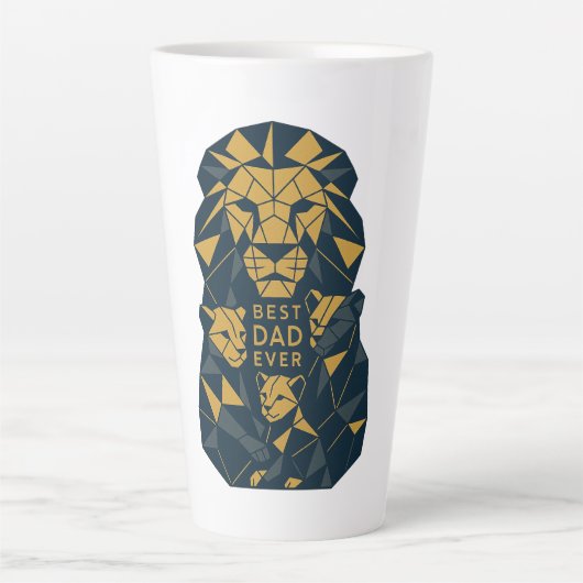 Geometrische Leeuw Papa met Cubs Beste Papa Latte Mok (Voorkant)
