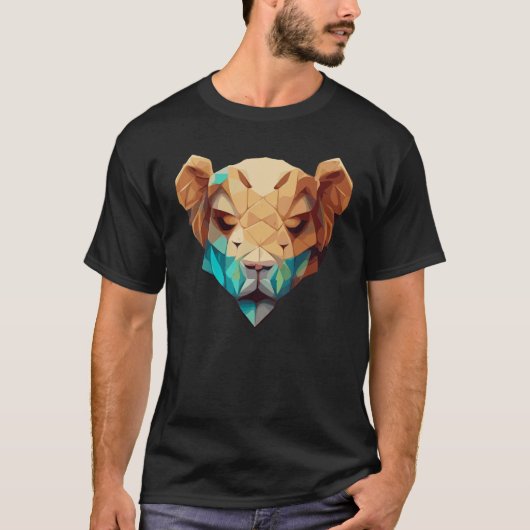 Geometrische leeuw Polygon Low Poly Lions Face T-shirt (Voorkant)