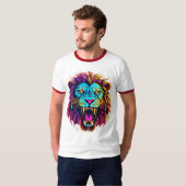Geometrische Leeuw T-Shirt – Vet & Levendig Ontwer (Voorkant volledig)