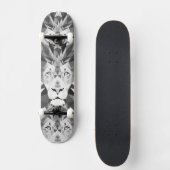 Geometrische Leeuw Zwart en Wit Skateboard (Voorkant)
