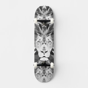 Geometrische Leeuw Zwart en Wit Skateboard
